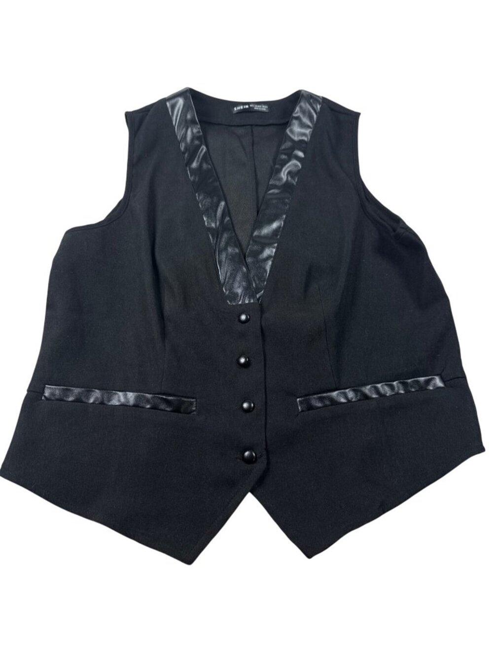 SHEIN Black Tailored Vest Top | Size 8/10 | Minimalist Elegant Sleeveless Blouse